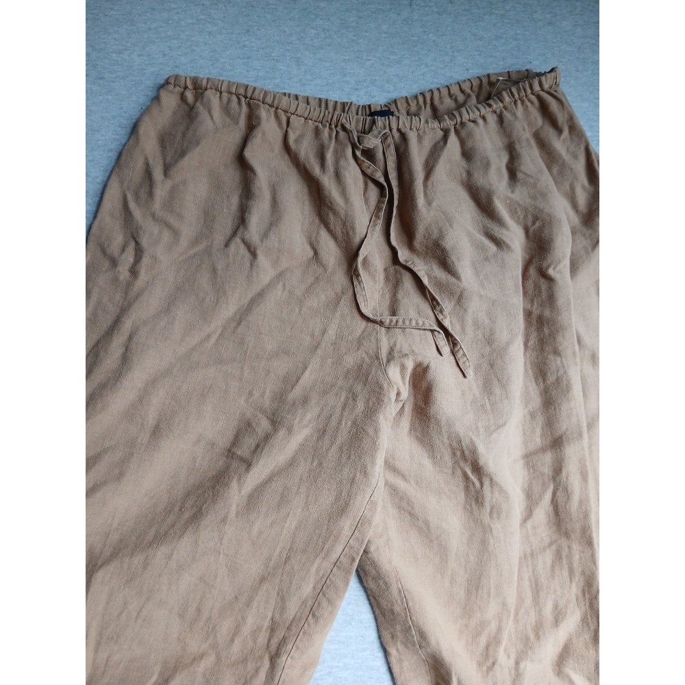 Eileen Fisher Pants Medium 100 Linen Wide Leg Beach Resort Lagenlook Pull On - Picture 5 of 12